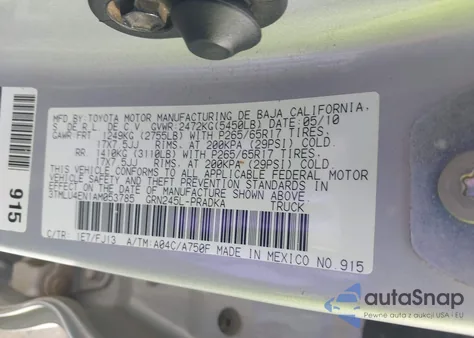 2010 Toyota Tacoma Base V6 from USA, damaged, VIN 3TMLU4EN1AM053785